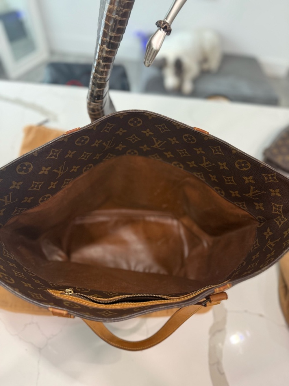 Louis Vuitton Monogram Sac Shopping Tote Bag VINTAGE - Picture 6 of 12